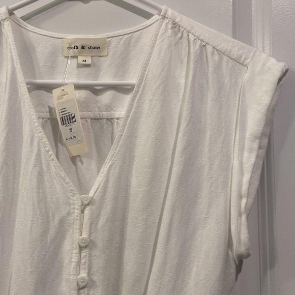 NWT Anthropologie - Cloth & Stone - Button-Front Mini Dress in White - Picture 10 of 14